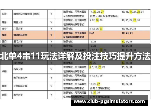 北单4串11玩法详解及投注技巧提升方法