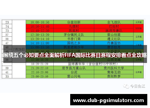 围绕五个必知要点全面解析FIFA国际比赛日赛程安排看点全攻略 围绕五个必知要点全面解析FIFA国际比赛日赛程安排看点全攻略